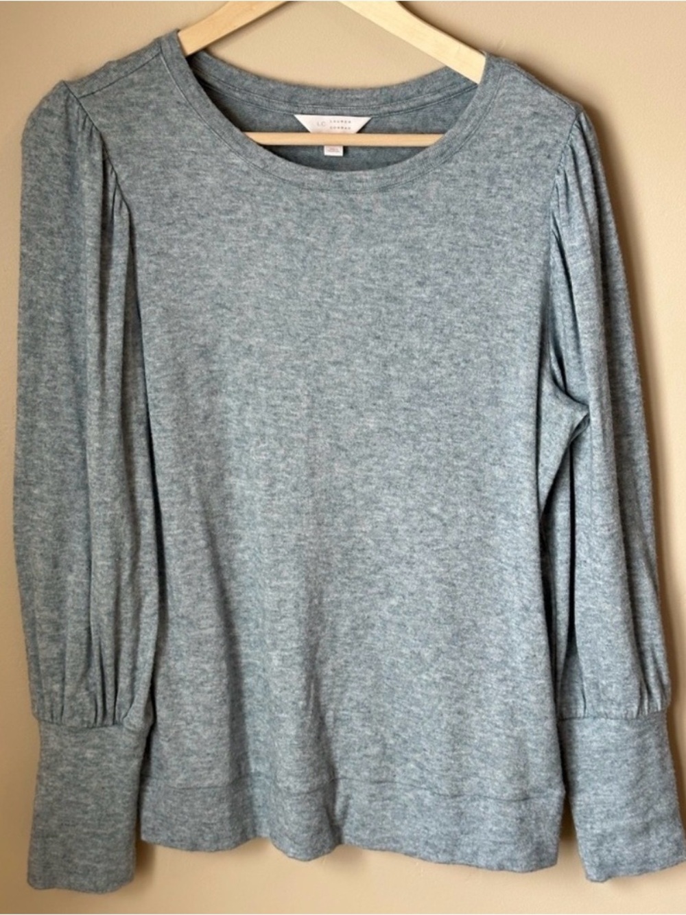 Lauren Conrad Large Shabby Chic Soft  Blue Lantern Sleeve Coquette Top